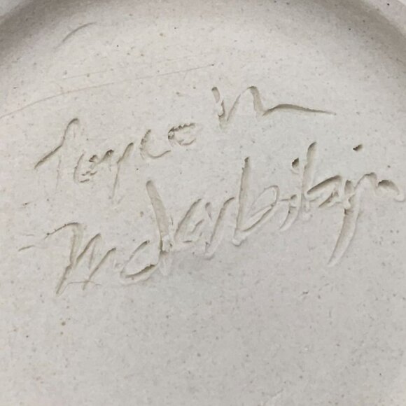 Joyce Inderbitzin Double Lotus Original Handmade Art Pottery Stoneware 8in Bowl - Picture 6 of 6